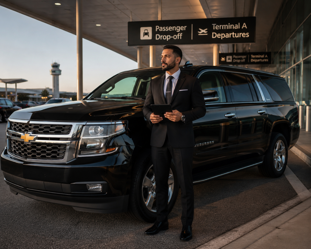 DYNAMIC BLACK CAR SERVICES • PROFESSIONAL GUIDE :Executive Transportation and Professional Black Car Services in Dallas, Texas Professional chauffeur providing DFW airport black car service and luggage assistance