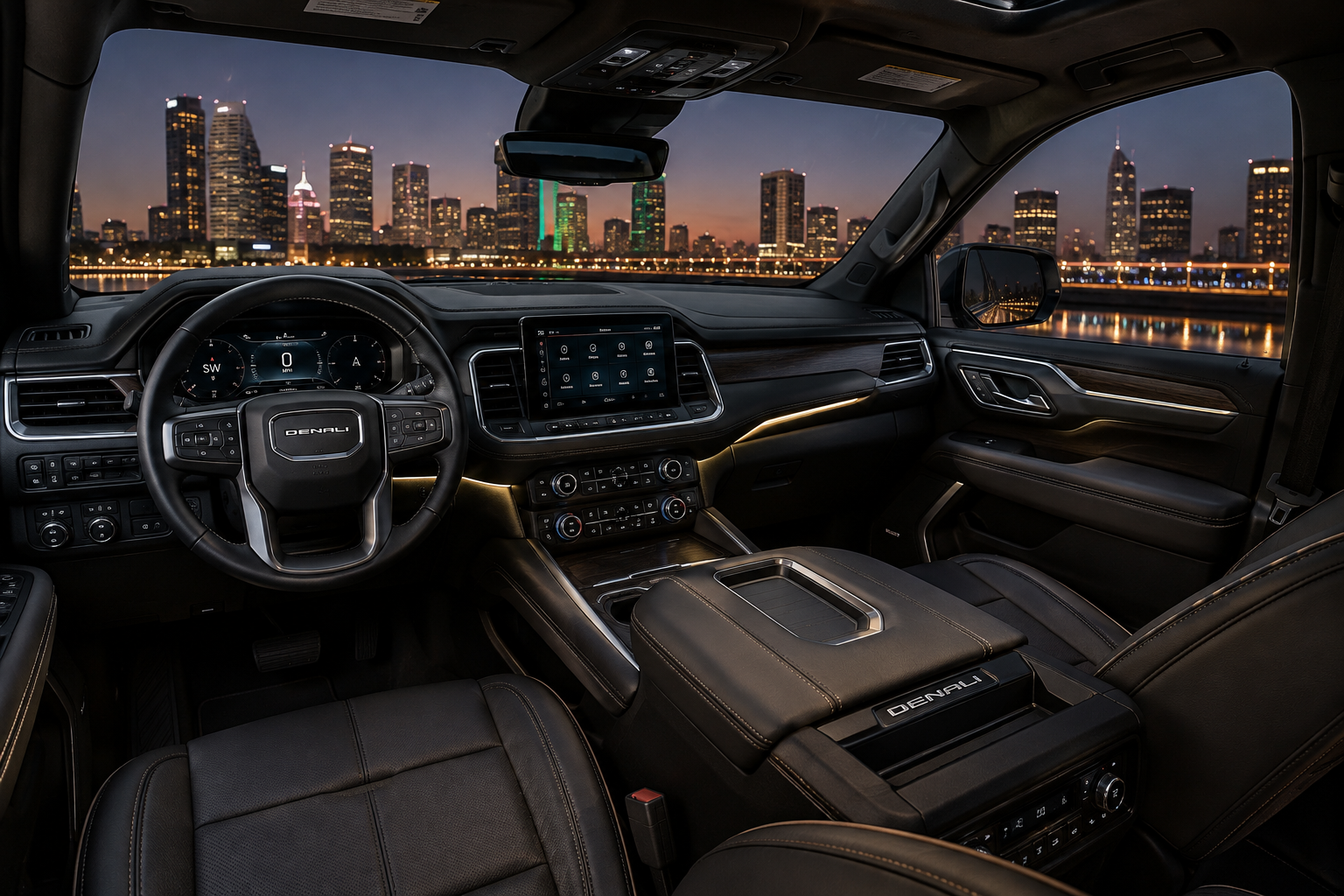 DYNAMIC BLACK CAR SERVICES • PROFESSIONAL GUIDE :Executive Transportation and Professional Black Car Services in Dallas, Texas Executive interior of a GMC Yukon Denali transport in Dallas Texas